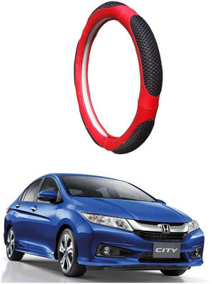 AUTO PEARL Steering Cover For Honda City(Black Red, Leatherite)