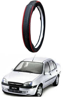 AUTO PEARL Steering Cover For Ford Ikon(Black Red, Leatherite)