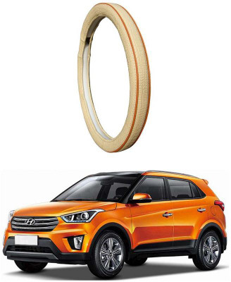 AUTO PEARL Steering Cover For Hyundai Creta(Diamond Beige Red, Leatherite)