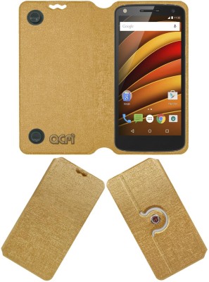 ACM Flip Cover for Motorola Moto X Force(Gold, Cases with Holder, Pack of: 1)
