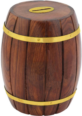 

Damdar Online Bazaar Decorative Handmade Wooden Money Bank/Piggy Bank/Coin Bank in Barrel Shape{Size(Inch):5x4x4 /DGR-ENTP-0274} Coin Bank(Brown)