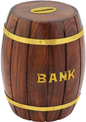 

Damdar Online Bazaar Decorative Handmade Wooden Money Bank/Piggy Bank/Coin Bank in Barrel Shape{Size(Inch):5x4x4 /DGR-ENTP-0275-A} Coin Bank(Brown)