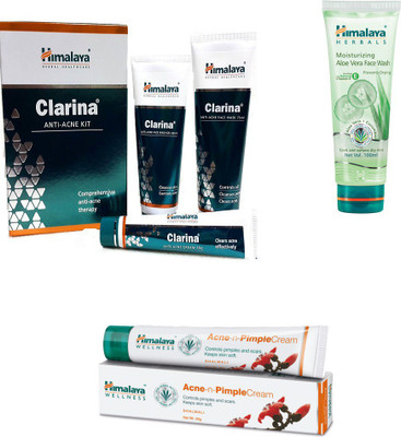

Himalaya Clarina Anti Acne Kit, Moisturizing Aloe Vera Face Wash, Pimple Cream(Set of 6)