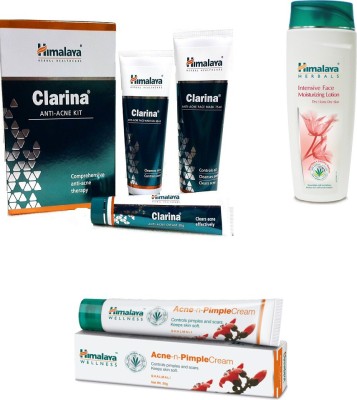 

Himalaya Clarina Anti Acne Kit, Intensive Face Moisturzing Lotion, Pimple Cream(Set of 3)