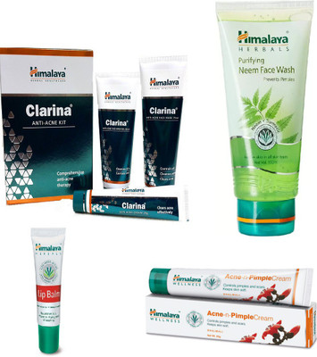 

Himalaya Clarina Anti Acne Kit, Purifying Neem Face Wash, Lip Balm, Pimple Cream(Set of 7)