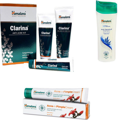 

Himalaya Clarina Anti Acne Kit, Anti Dandruff Shampoo, Pimple Cream(Set of 6)