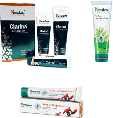 

Himalaya Purifying Neem Face Wash, Clarina Anti Acne Kit, Pimple Cream(Set of 6)