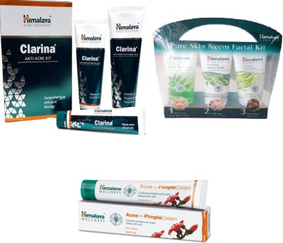 

Himalaya Clarina Anti Acne Kit, Pure Skin Neem Facial Kit, Pimple Cream(Set of 3)