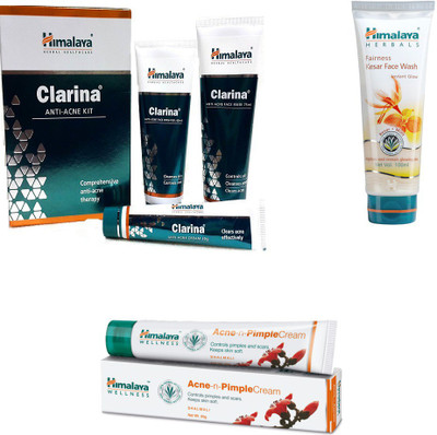 

Himalaya Clarina Anti Acne Kit, Fairness Kesar Face Wash, Pimple Cream(Set of 6)