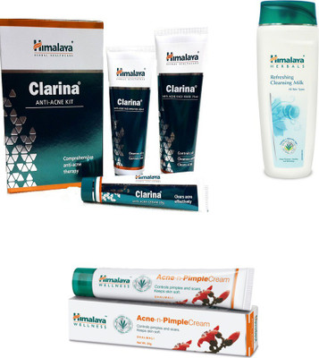

Himalaya Clarina Anti Acne Kit, Refreshing Cleansing Milk, Pimple Cream(Set of 3)