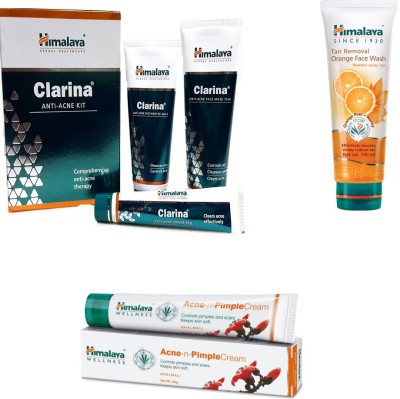 

Himalaya Clarina Anti Acne Kit, Tan Removal Orange Face Wash, Pimple Cream(Set of 6)