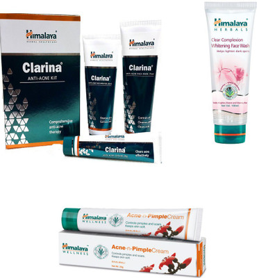 

Himalaya Clarina Anti Acne Kit, Clear Complexion Whitening Face Wash, Pimple Cream(Set of 3)