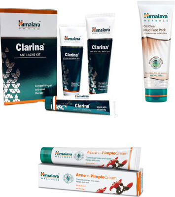 

Himalaya Clarina Anti Acne Kit, Oil Clear Mud Face Pack, Pimple Cream(Set of 6)