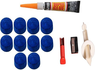 

JBB COMBO OF (10PCS) 12MM CUE TIP &GLUE GEL & TIP MODIFIER JBBC88 Pool Cue Stick(Microfibre)