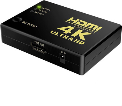 

iBubble HDMI Switch 4k,Intelligent 3-Port HDMI Switcher,splitter, Supports 4K, Full HD1080p, 3D with IR Remote 6 month Warranty HDMI Cable(laptop, Black)