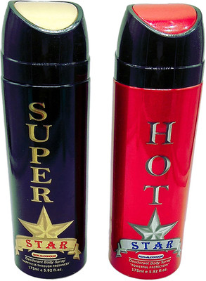 Melange Mens Deodorants (Super and Hot) 175 ml each Deodorant Spray - For Men(350 ml, Pack of 2)