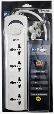 

Mr. Right MR-513 4 socket 1 switch 5 Meter Wire Power Strip Extension Cord 10 A Three Pin Socket