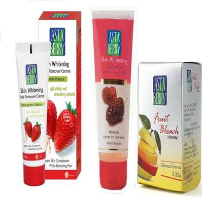 

Astaberry Skin whitening hair remover crème,Skin whitening face wash,fruit bleach 200 g(Set of 3)