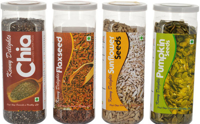 

Kenny Delights raw seeds combo (150 g each ) Combo(sunflower seed-150g, chia seed-150g, flax seed-150g, pumpkin seed-150g)
