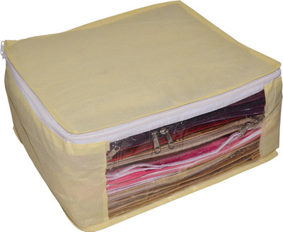 

Funkroo High Quality Pack of 1 Non Woven 10inch Designer Height Saree Cover Gift Organizer bag vanity pouch Keep saree/Suit/Travelling Pouch(Cream)