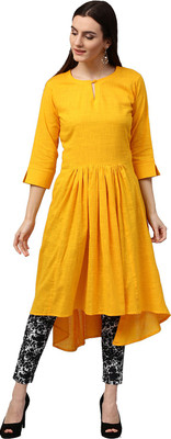 Nayo Women Solid Anarkali Kurta(Yellow) Nayo Women Solid Anarkali Kurta(Yellow)