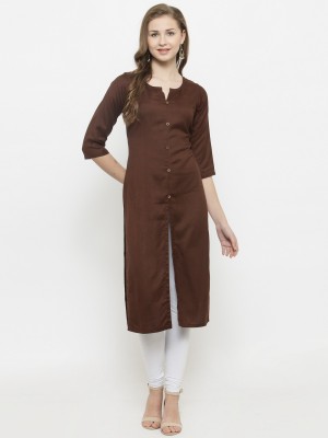 Sayesha Women Solid Straight Kurta(Brown)