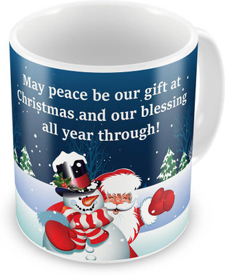

Home India Santa Print Design Blue Coffee 614 Ceramic Mug(300 ml), Multicolor