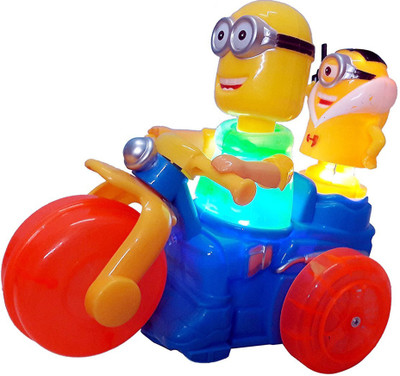 

Bonkerz Cute Cartoon Appearance Minions Bike Toy With 3D Lights and Music(Multicolor)