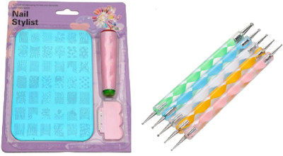 

Royalkart Nail art stamping kit XY12 with Double sided Nail art dotting tool(Multi)