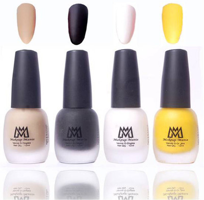 

Makeup Mania Premium Collection Nail Polish, Combo of 4 Velvet Matte Nail Enamels - MM#22 Multicolor(Pack of 4)