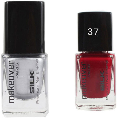 

Makeover Professional Nail Paint Combo Hot-Silk-Silver-14 , Magneta-Marvel-37 (9 ml, Pack of 2) Multi(Pack of 2)