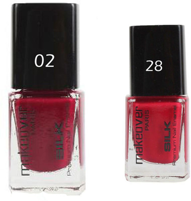 

Makeover Professional Nail Paint Combo Hot Red-02 , Rosewood-Pink-28 (9 ml, Pack of 2) Multi(Pack of 2)