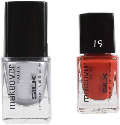 

Makeover Professional Nail Paint Hot Silk Silver-14 , Nail Paint Spicy Magneta-19 Multi(Pack of 2)