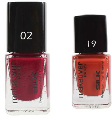 

Makeover Professional Nail Paint Combo Hot Red-02 , Spicy-Magneta-19 (9 ml, Pack of 2) Multi(Pack of 2)