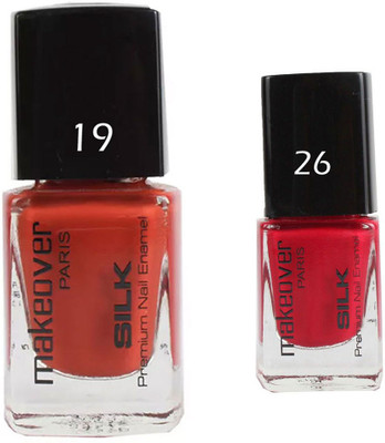 

Makeover Professional Nail Paint Combo Spicy-Magneta-19 , Cherry-Red-26 (9 ml, Pack of 2) Multi(Pack of 2)