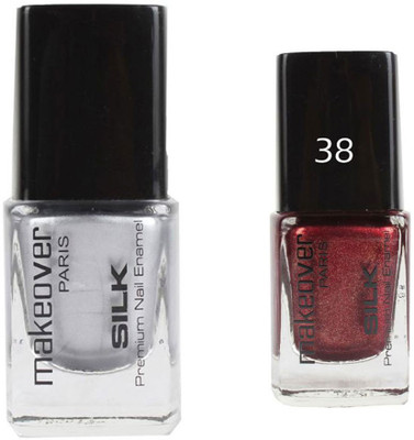 

Makeover Professional Nail Paint Hot Silk Silver-14 , Nail Paint Sparkingh Winerd-38 Multi(Pack of 2)