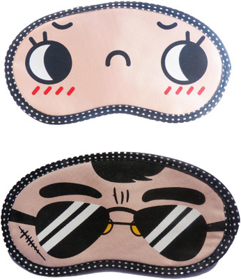 

Jenna Cartoon Super Smooth Sleep Mask, Blind Fold And Travel Accessory OpenEye BlackSpecks (Pack of 2) Eye Shade(Multicolor)