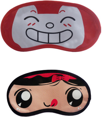 

Jenna Cartoon Super Smooth Sleep Mask, Blind Fold And Travel Accessory RedHappy RedRibbon (Pack of 2) Eye Shade(Multicolor)