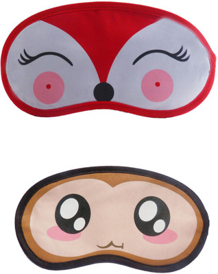 

Jenna Cartoon Super Smooth Sleep Mask, Blind Fold And Travel Accessory RedDeer BigEye (Pack of 2) Eye Shade(Multicolor)