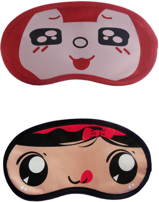 

Jenna Cartoon Super Smooth Sleep Mask, Blind Fold And Travel Accessory RedBlackEye RedRibbon (Pack of 2) Eye Shade(Multicolor)