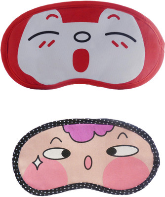 

Jenna Cartoon Super Smooth Sleep Mask, Blind Fold And Travel Accessory RedSleepy PinkCheek (Pack of 2) Eye Shade(Multicolor)