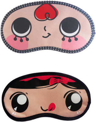 

Jenna Cartoon Super Smooth Sleep Mask, Blind Fold And Travel Accessory RedHair RedRibbon (Pack of 2) Eye Shade(Multicolor)
