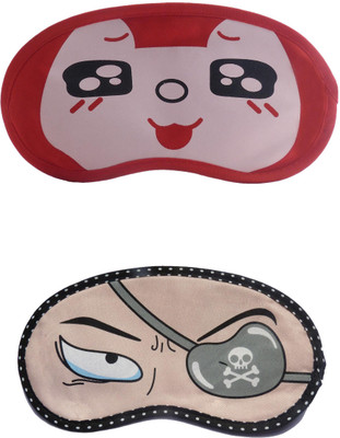 

Jenna Cartoon Super Smooth Sleep Mask, Blind Fold And Travel Accessory RedBlackEye PatchEye (Pack of 2) Eye Shade(Multicolor)
