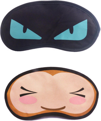 

Jenna Cartoon Super Smooth Sleep Mask, Blind Fold And Travel Accessory BlueEye WinkEye (Pack of 2) Eye Shade(Multicolor)