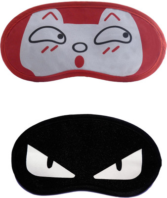 

Jenna Cartoon Super Smooth Sleep Mask, Blind Fold And Travel Accessory RedSurprise WhiteEye (Pack of 2) Eye Shade(Multicolor)