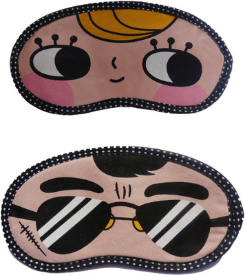 

Jenna Cartoon Super Smooth Sleep Mask, Blind Fold And Travel Accessory YellowHairHappy BlackSpecks (Pack of 2) Eye Shade(Multicolor)