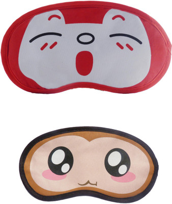 

Jenna Cartoon Super Smooth Sleep Mask, Blind Fold And Travel Accessory RedSleepy BigEye (Pack of 2) Eye Shade(Multicolor)