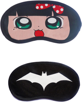 

Jenna Cartoon Super Smooth Sleep Mask, Blind Fold And Travel Accessory PolkaDot WhiteBat (Pack of 2) Eye Shade(Multicolor)