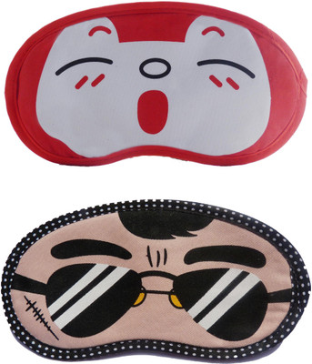 

Jenna Cartoon Super Smooth Sleep Mask, Blind Fold And Travel Accessory RedSleepy BlackSpecks (Pack of 2) Eye Shade(Multicolor)