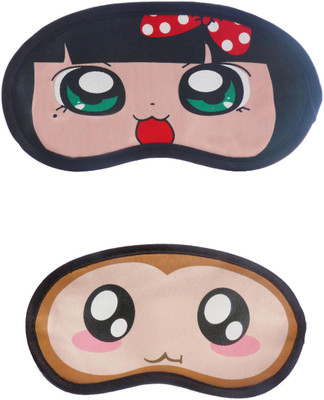 

Jenna Cartoon Super Smooth Sleep Mask, Blind Fold And Travel Accessory PolkaDot BigEye (Pack of 2) Eye Shade(Multicolor)